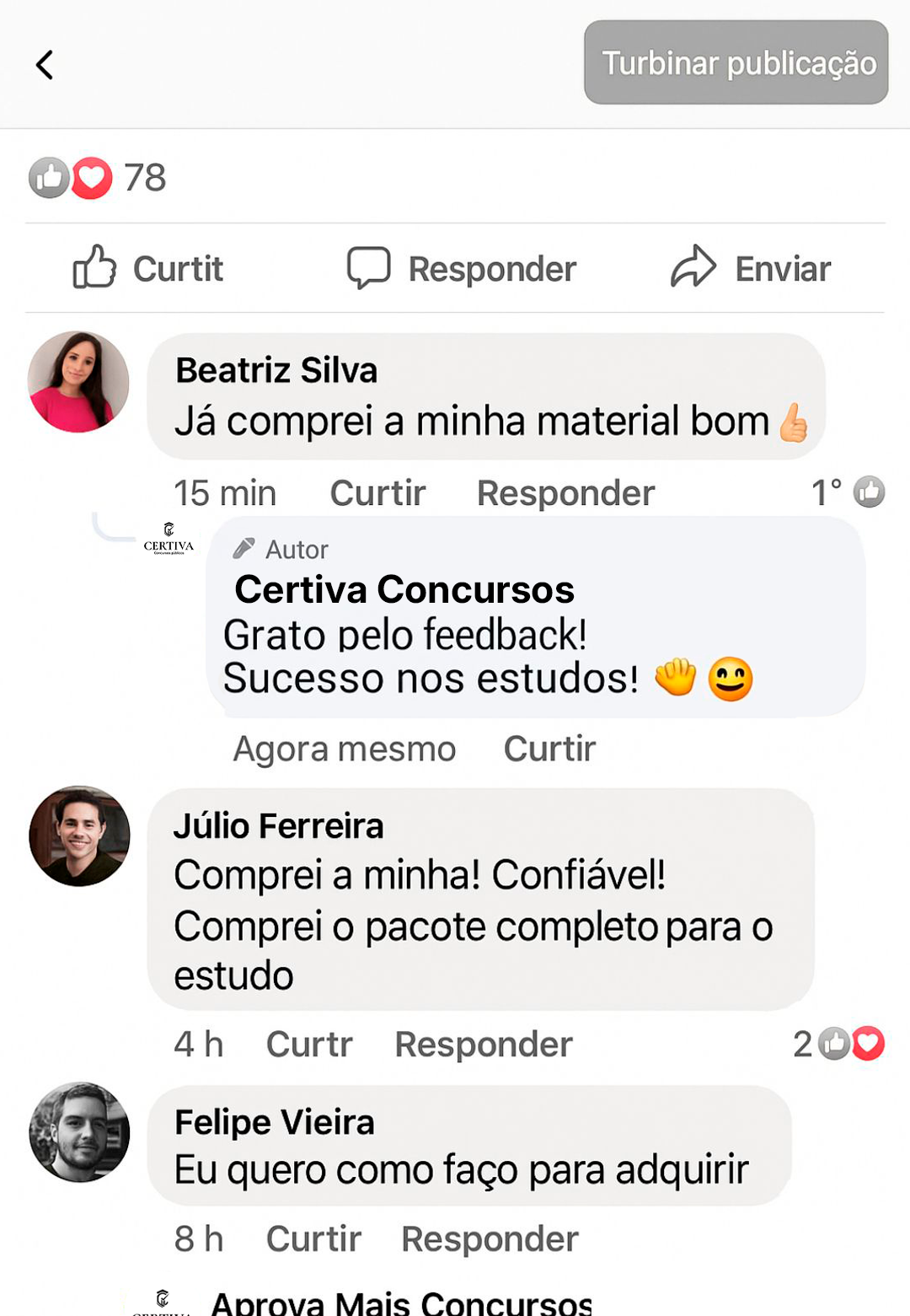 Depoimento de aluna sobre a plataforma